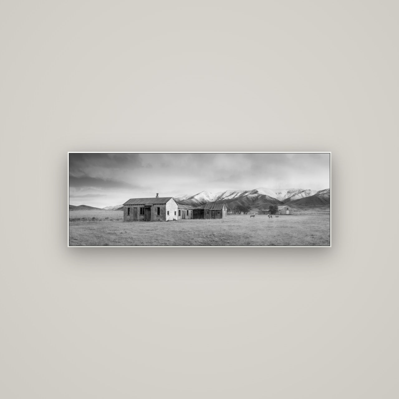 Resilience in Ruin, Echoes of a Forgotten Farm — ArtBox White, 113×40 cm. New Zealand fine art wall art by Stephen Milner.