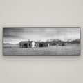 Resilience in Ruin, Echoes of a Forgotten Farm — Basel Black, 198×70 cm. New Zealand fine art wall art by Stephen Milner.