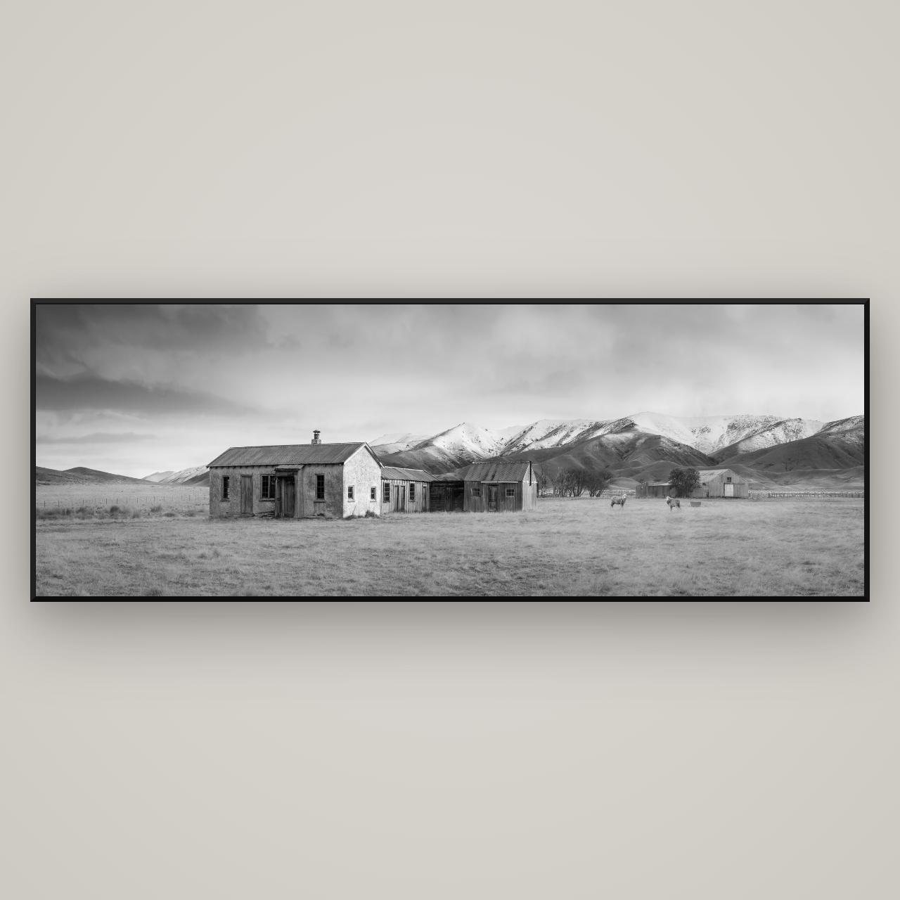 Resilience in Ruin, Echoes of a Forgotten Farm — Basel Black Matte, 227×80 cm. New Zealand fine art wall art by Stephen Milner.