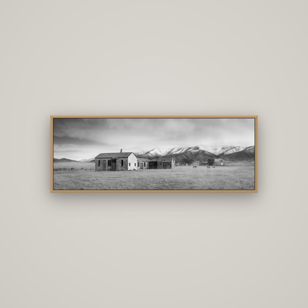 Resilience in Ruin, Echoes of a Forgotten Farm, Basel Natural Oak, 113×40 cm. New Zealand fine art wall art by Stephen Milner.