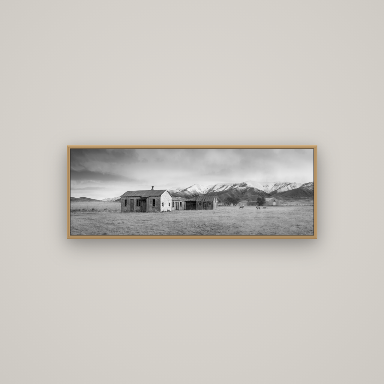 Resilience in Ruin, Echoes of a Forgotten Farm, Basel Natural Oak, 113×40 cm. New Zealand fine art wall art by Stephen Milner.