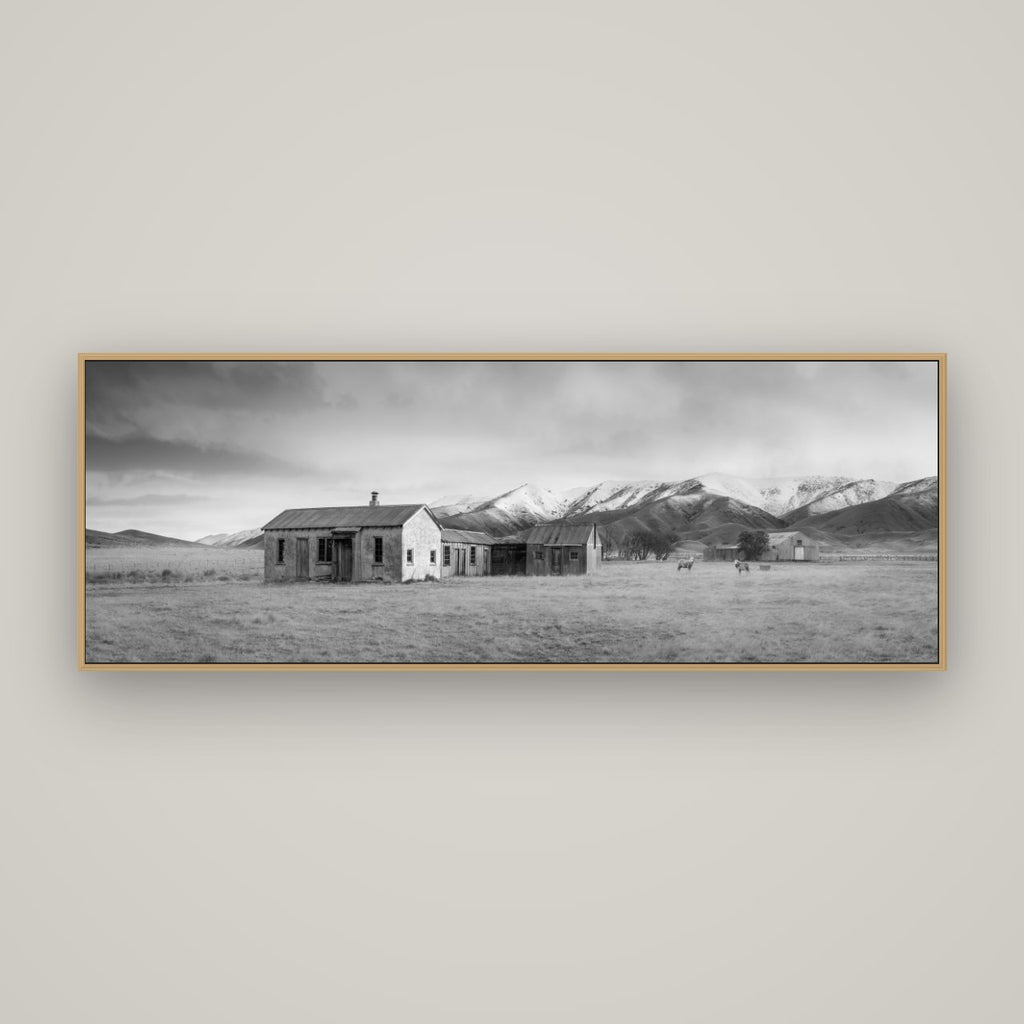 Resilience in Ruin, Echoes of a Forgotten Farm, Basel Natural Oak, 170×60 cm. New Zealand fine art wall art by Stephen Milner.