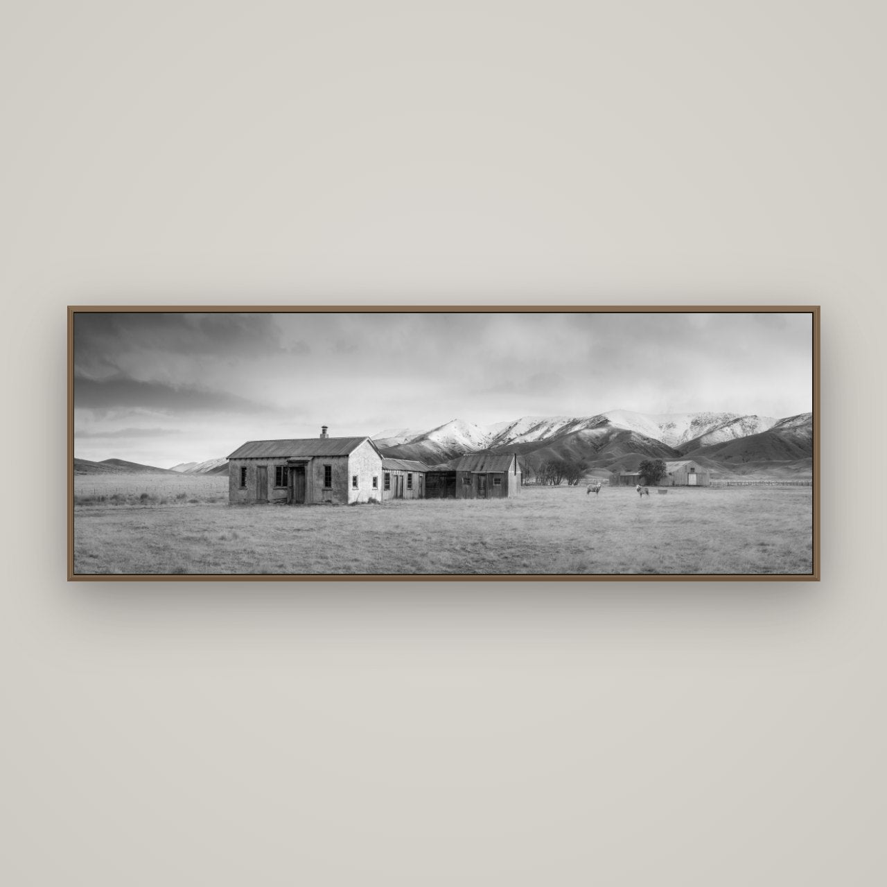 Resilience in Ruin, Echoes of a Forgotten Farm, Basel Walnut, 170×60 cm. New Zealand fine art wall art by Stephen Milner.