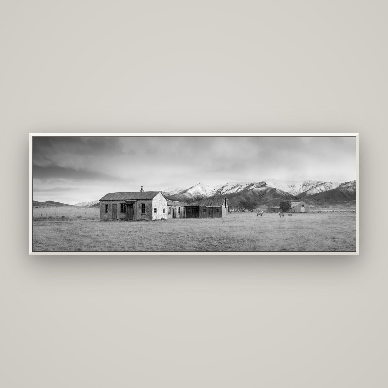 Resilience in Ruin, Echoes of a Forgotten Farm — Basel White, 170×60 cm. New Zealand fine art wall art by Stephen Milner.