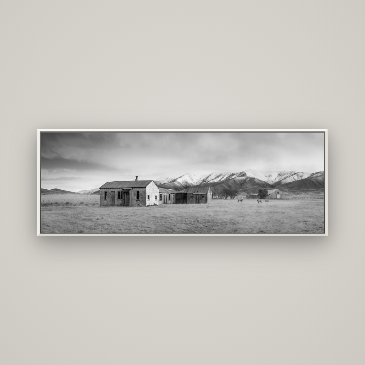 Resilience in Ruin, Echoes of a Forgotten Farm — Basel White, 170×60 cm. New Zealand fine art wall art by Stephen Milner.