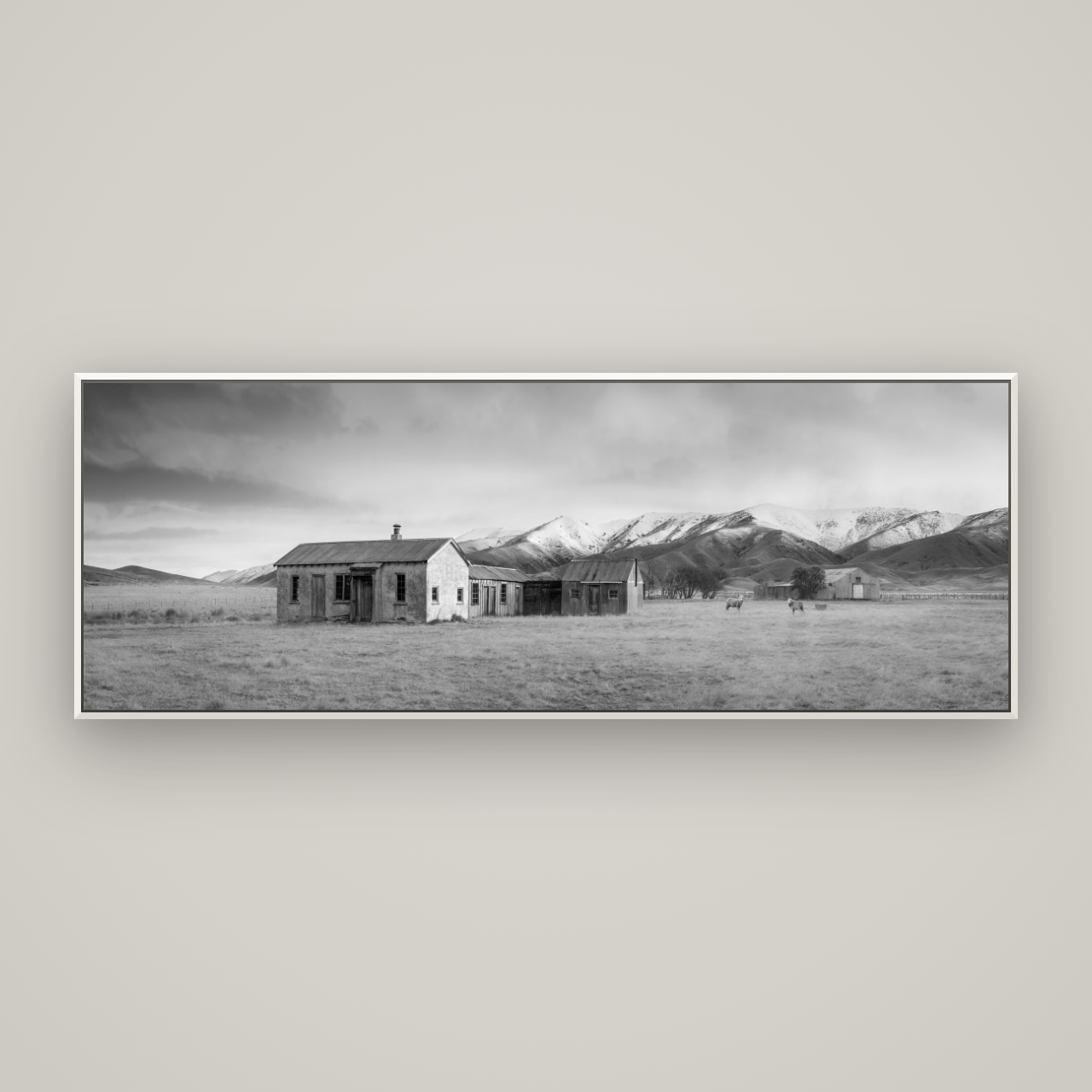 Resilience in Ruin, Echoes of a Forgotten Farm — Basel White, 198×70 cm. New Zealand fine art wall art by Stephen Milner.
