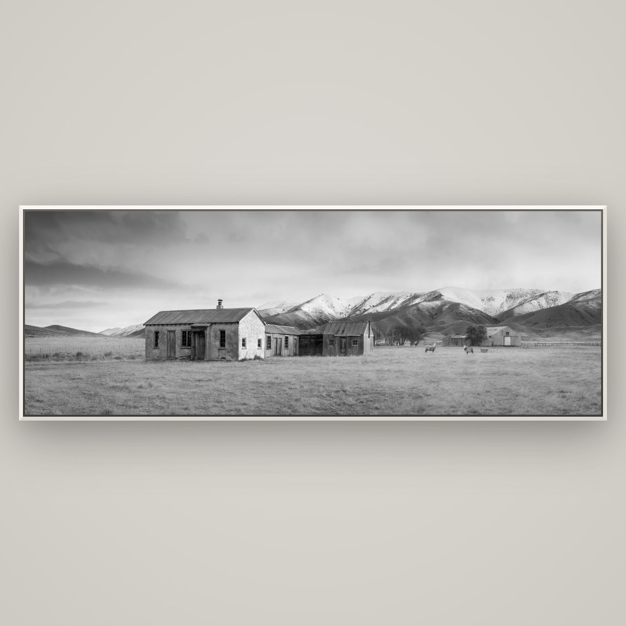 Resilience in Ruin, Echoes of a Forgotten Farm — Basel White, 198×70 cm. New Zealand fine art wall art by Stephen Milner.