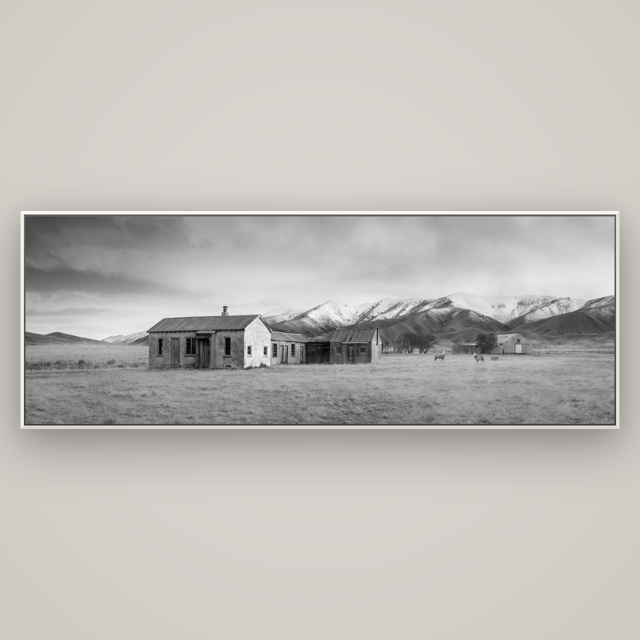 Resilience in Ruin, Echoes of a Forgotten Farm — Basel White, 227×80 cm. New Zealand fine art wall art by Stephen Milner.