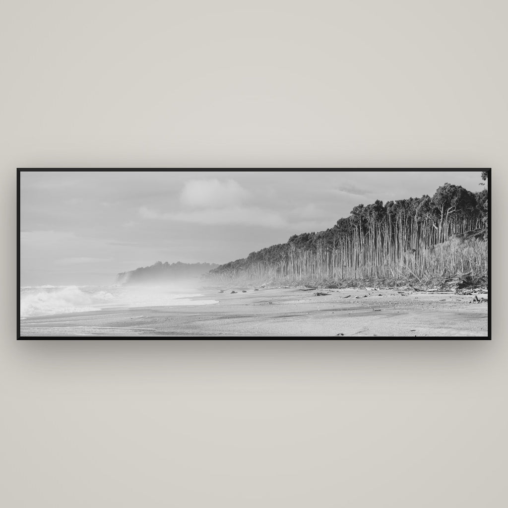 Rimu Rhythms, Bruce Bay's Wild Serenity — Basel Black Matte, 198×70 cm. New Zealand fine art wall art by Stephen Milner.