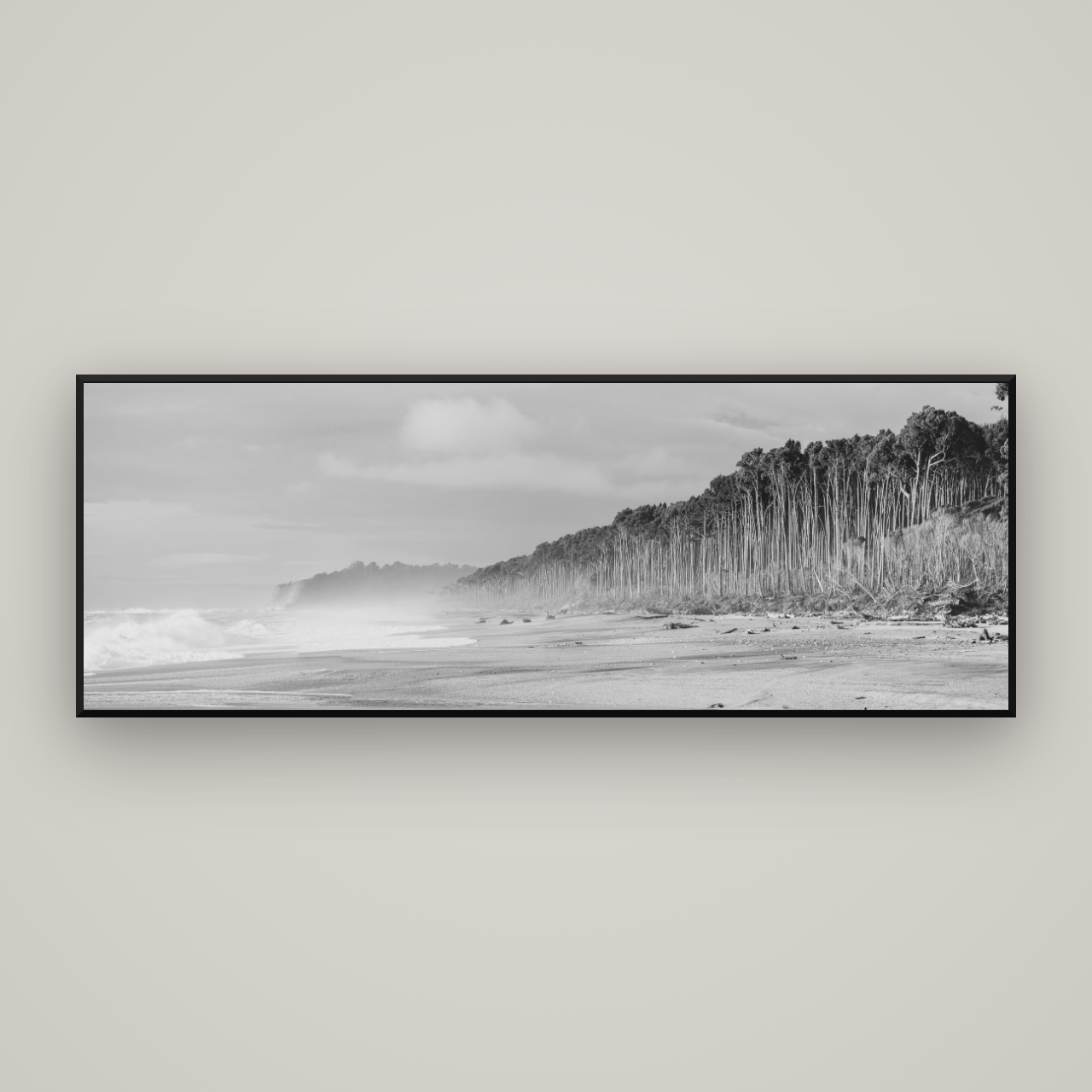 Rimu Rhythms, Bruce Bay's Wild Serenity — Basel Black Matte, 198×70 cm. New Zealand fine art wall art by Stephen Milner.