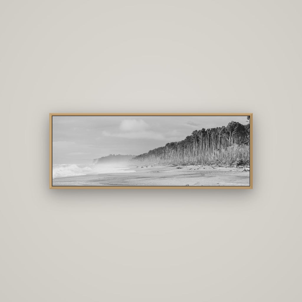 Rimu Rhythms, Bruce Bay's Wild Serenity, Basel Natural Oak, 113×40 cm. New Zealand fine art wall art by Stephen Milner.