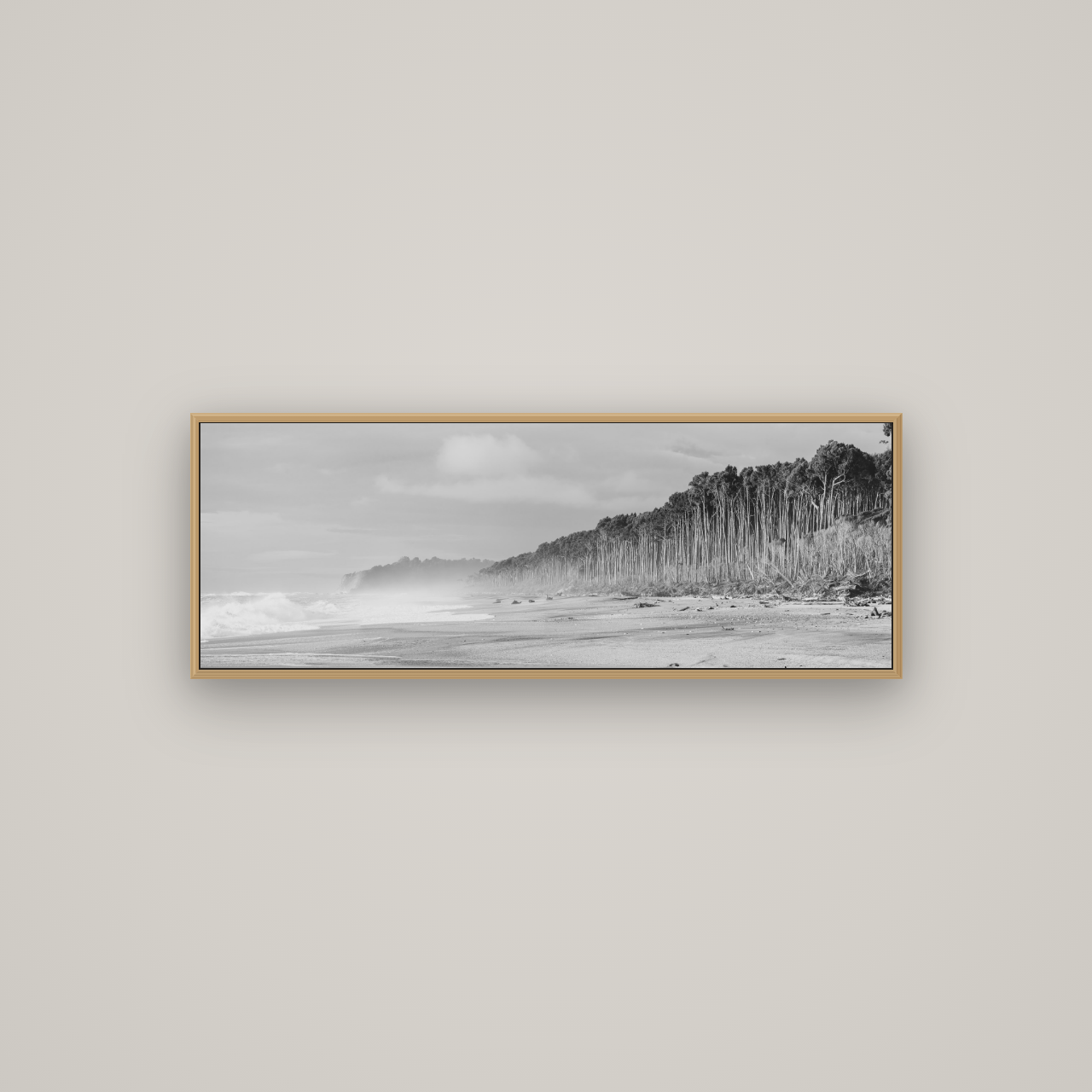 Rimu Rhythms, Bruce Bay's Wild Serenity, Basel Natural Oak, 113×40 cm. New Zealand fine art wall art by Stephen Milner.