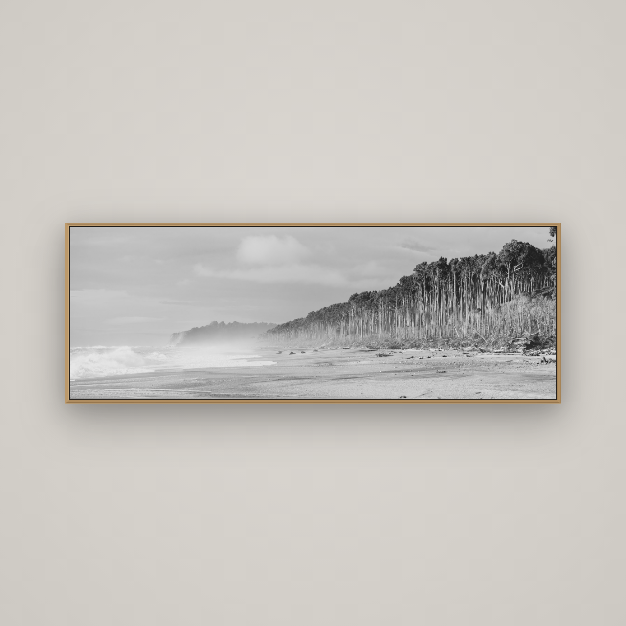Rimu Rhythms, Bruce Bay's Wild Serenity, Basel Natural Oak, 170×60 cm. New Zealand fine art wall art by Stephen Milner.