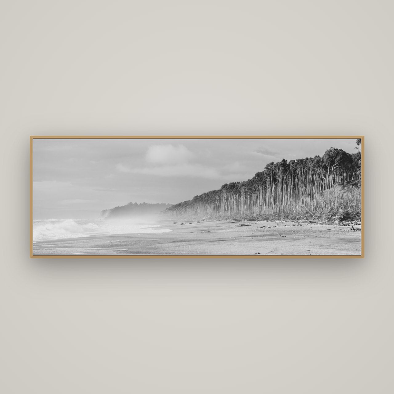 Rimu Rhythms, Bruce Bay's Wild Serenity, Basel Natural Oak, 170×60 cm. New Zealand fine art wall art by Stephen Milner.