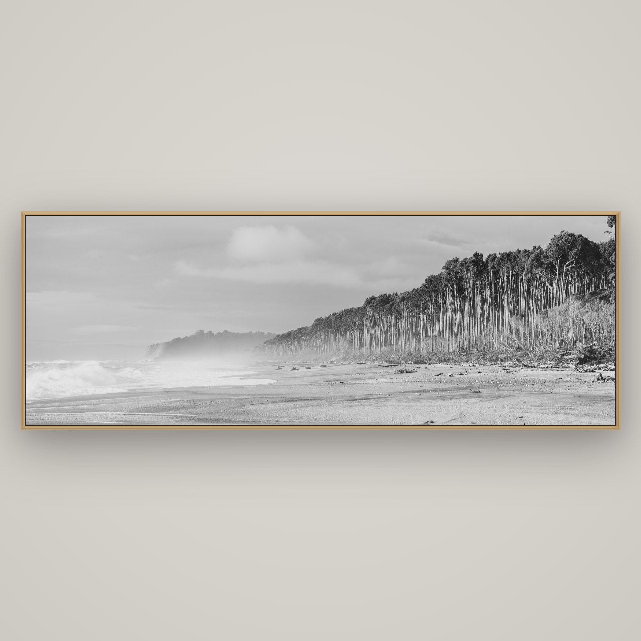 Rimu Rhythms, Bruce Bay's Wild Serenity, Basel Natural Oak, 198×70 cm. New Zealand fine art wall art by Stephen Milner.