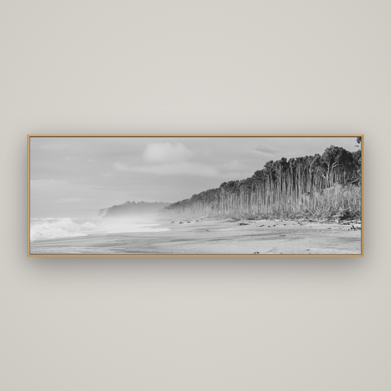 Rimu Rhythms, Bruce Bay's Wild Serenity, Basel Natural Oak, 198×70 cm. New Zealand fine art wall art by Stephen Milner.