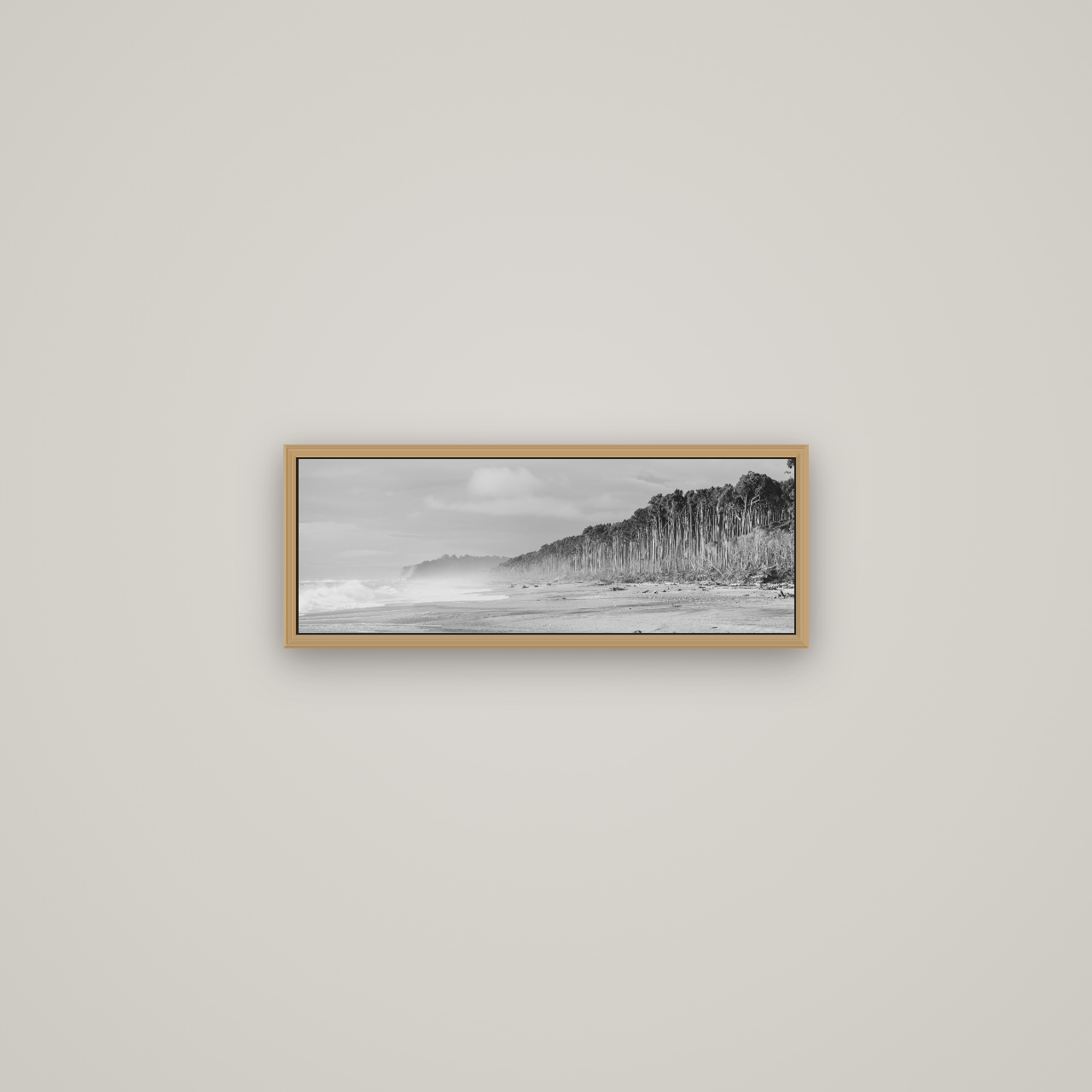 Rimu Rhythms, Bruce Bay's Wild Serenity, Basel Natural Oak, 57×20 cm. New Zealand fine art wall art by Stephen Milner.