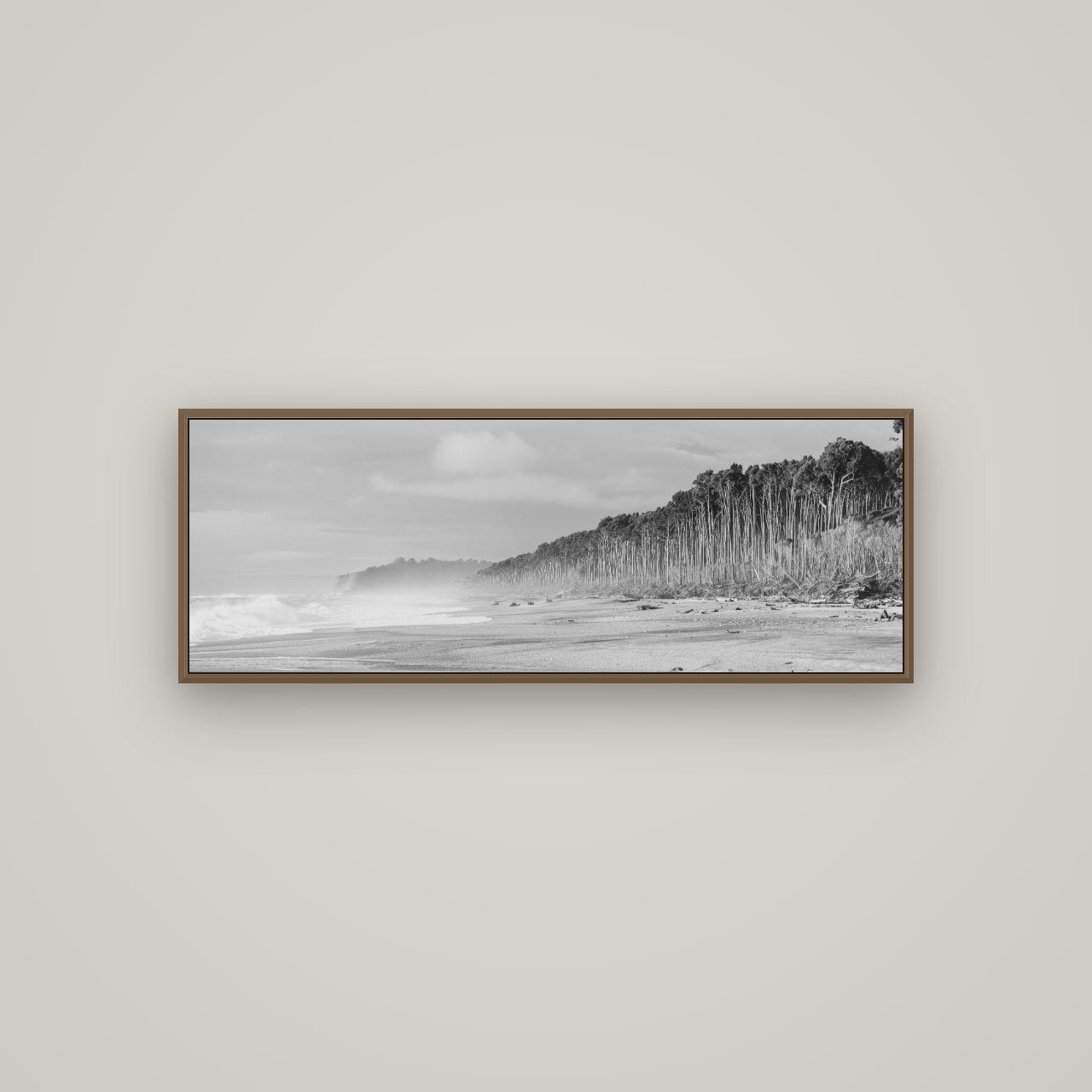 Rimu Rhythms, Bruce Bay's Wild Serenity, Basel Walnut, 113×40 cm. New Zealand fine art wall art by Stephen Milner.