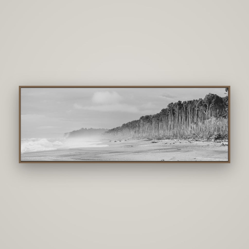 Rimu Rhythms, Bruce Bay's Wild Serenity, Basel Walnut, 170×60 cm. New Zealand fine art wall art by Stephen Milner.