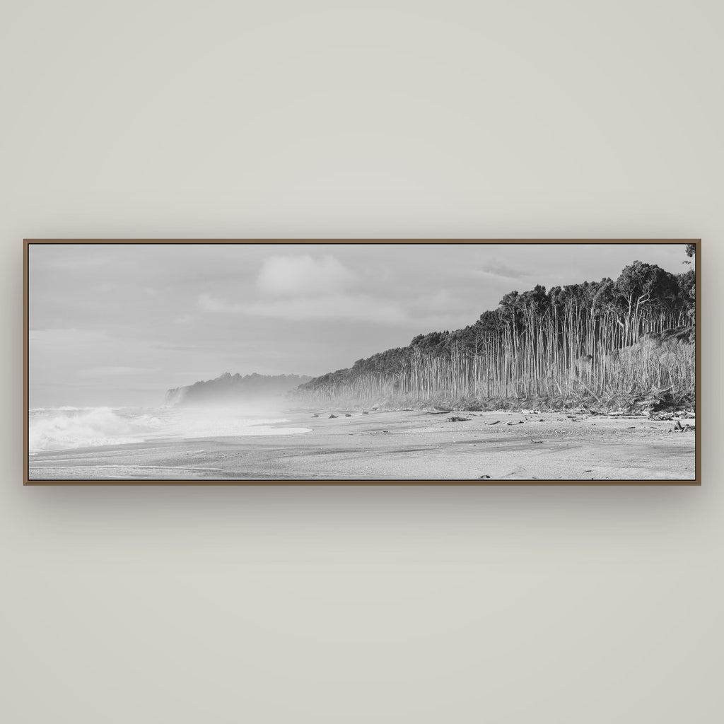 Rimu Rhythms, Bruce Bay's Wild Serenity, Basel Walnut, 198×70 cm. New Zealand fine art wall art by Stephen Milner.