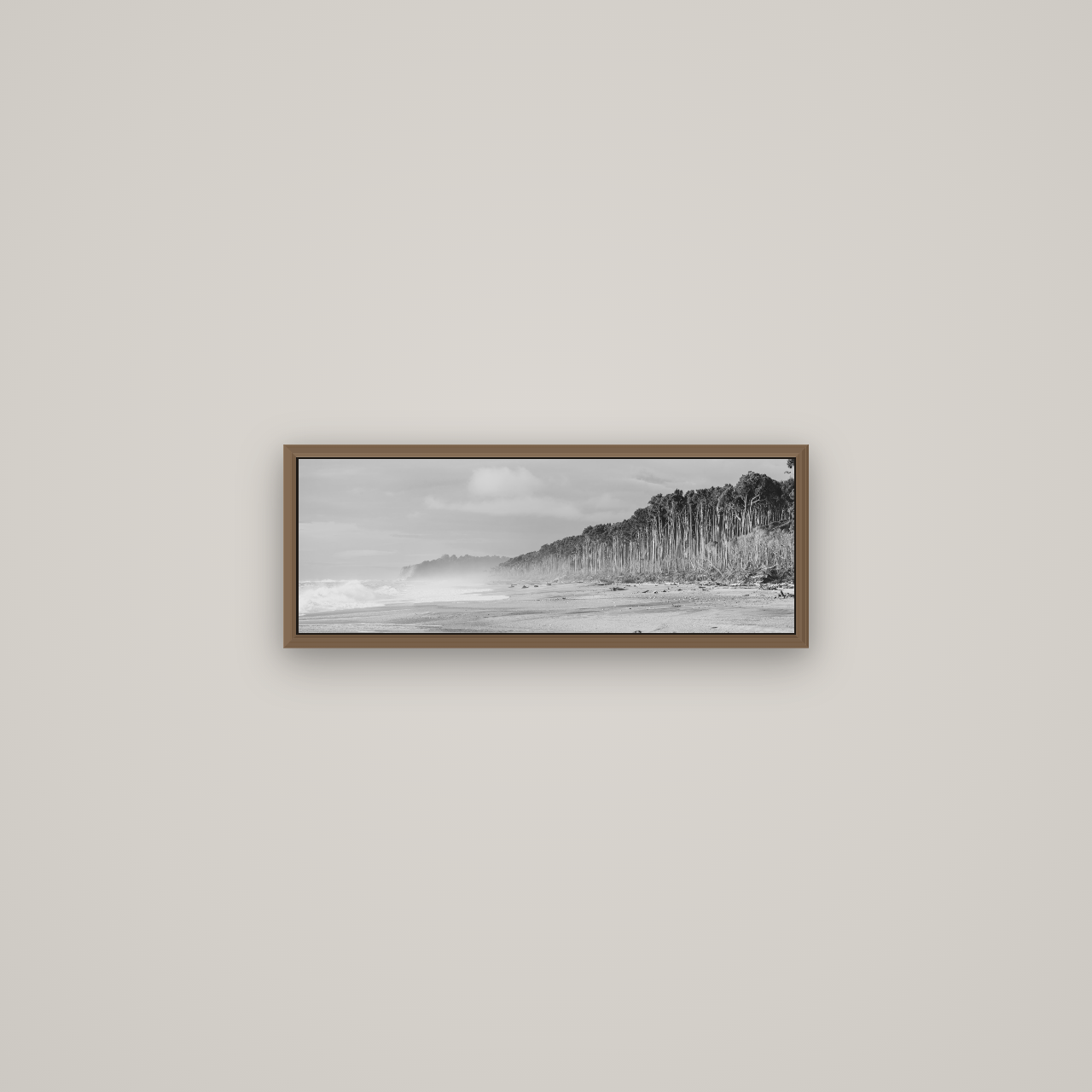 Rimu Rhythms, Bruce Bay's Wild Serenity, Basel Walnut, 57×20 cm. New Zealand fine art wall art by Stephen Milner.