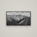 Rivers of Ice, Southern Alps — Basel Black, 107×60 cm. New Zealand fine art wall art by Stephen Milner.