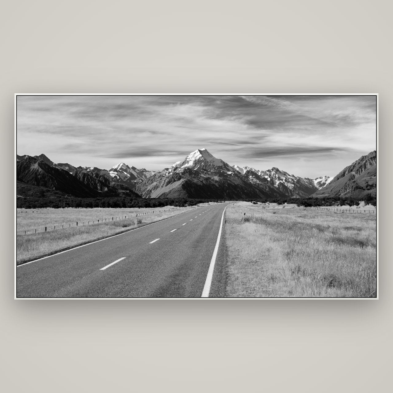 Road to the Top, Mount Cook — ArtBox White, 196×110 cm. New Zealand fine art wall art by Stephen Milner.