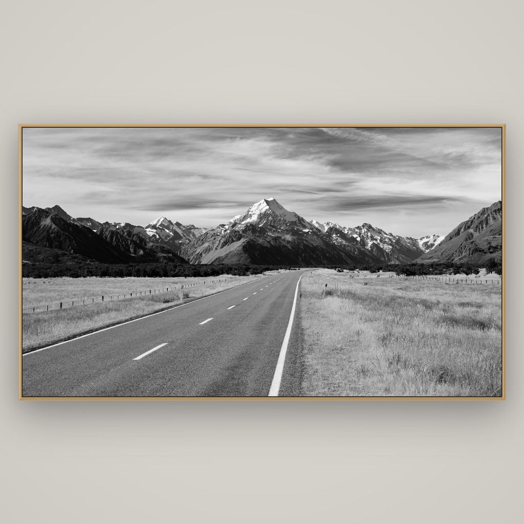 Road to the Top, Mount Cook, Basel Natural Oak, 196×110 cm. New Zealand fine art wall art by Stephen Milner.