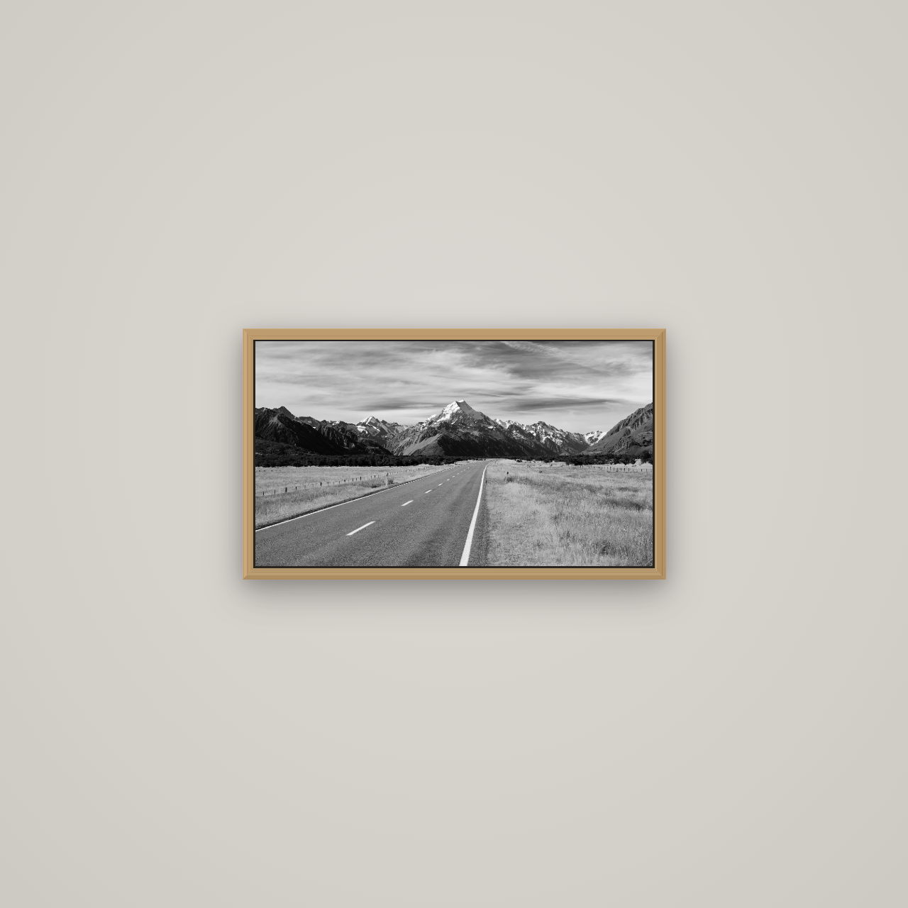 Road to the Top, Mount Cook, Basel Natural Oak, 53×30 cm. New Zealand fine art wall art by Stephen Milner.