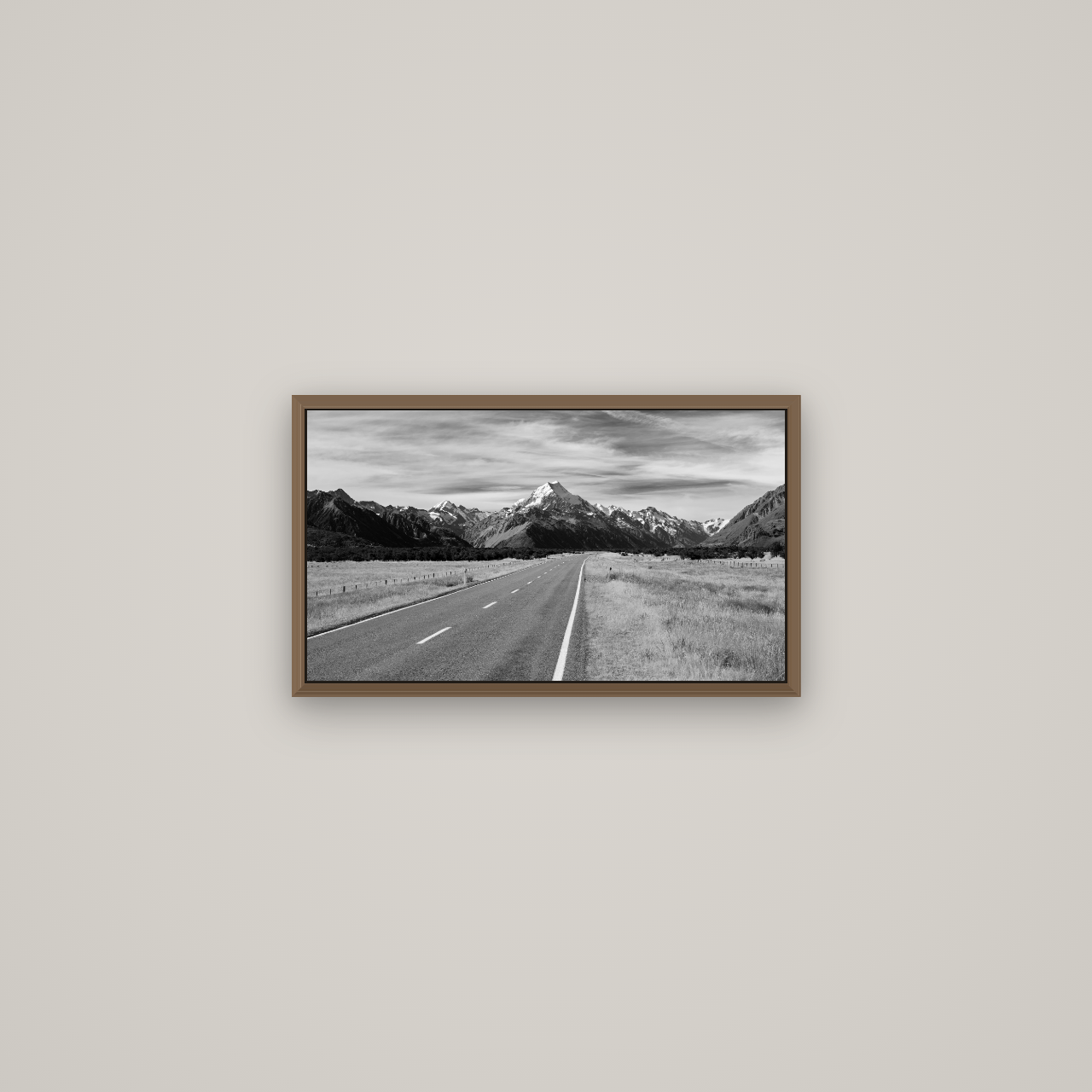 Road to the Top, Mount Cook, Basel Walnut, 53×30 cm. New Zealand fine art wall art by Stephen Milner.