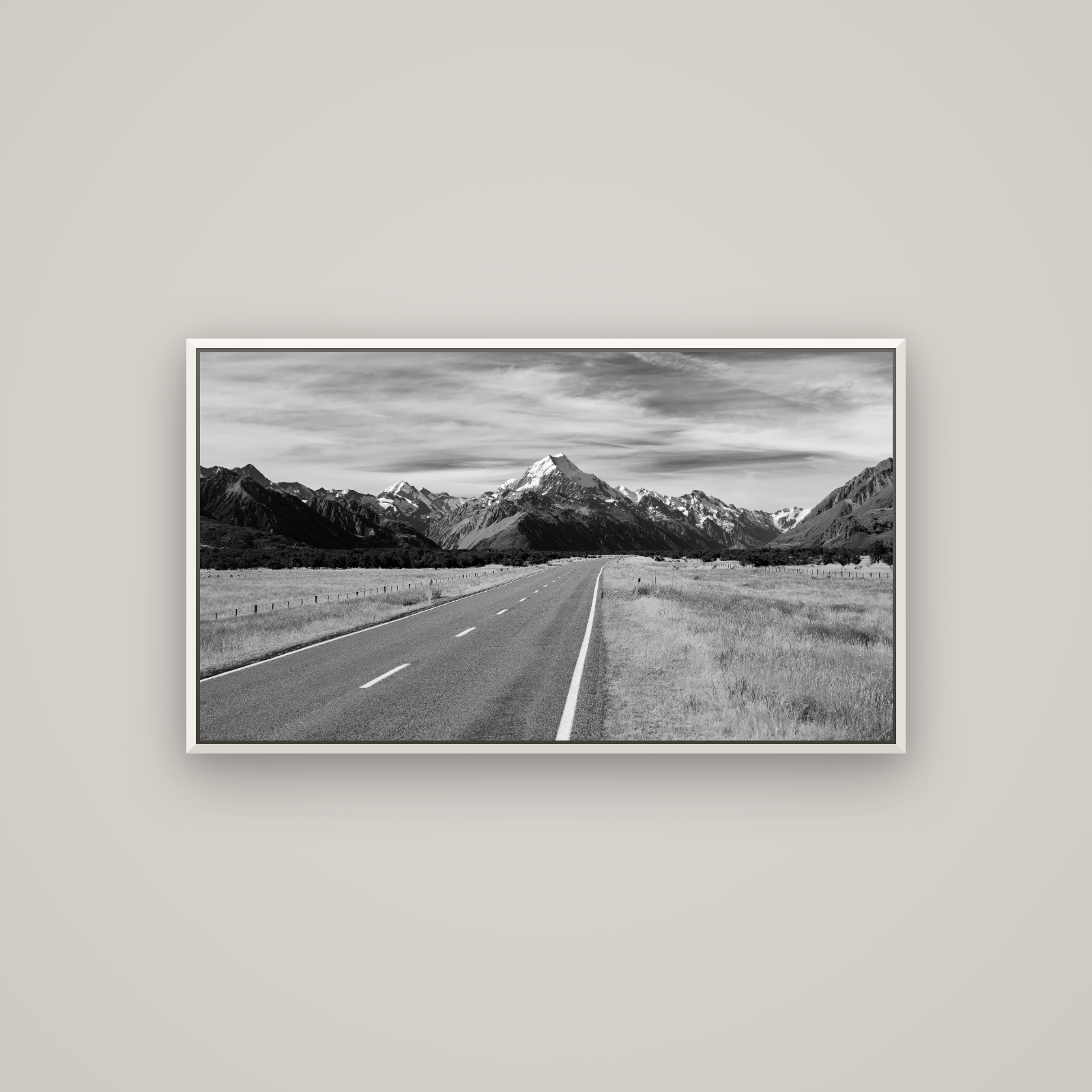 Road to the Top, Mount Cook — Basel White, 107×60 cm. New Zealand fine art wall art by Stephen Milner.
