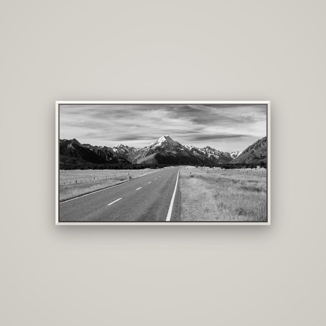 Road to the Top, Mount Cook — Basel White, 107×60 cm. New Zealand fine art wall art by Stephen Milner.