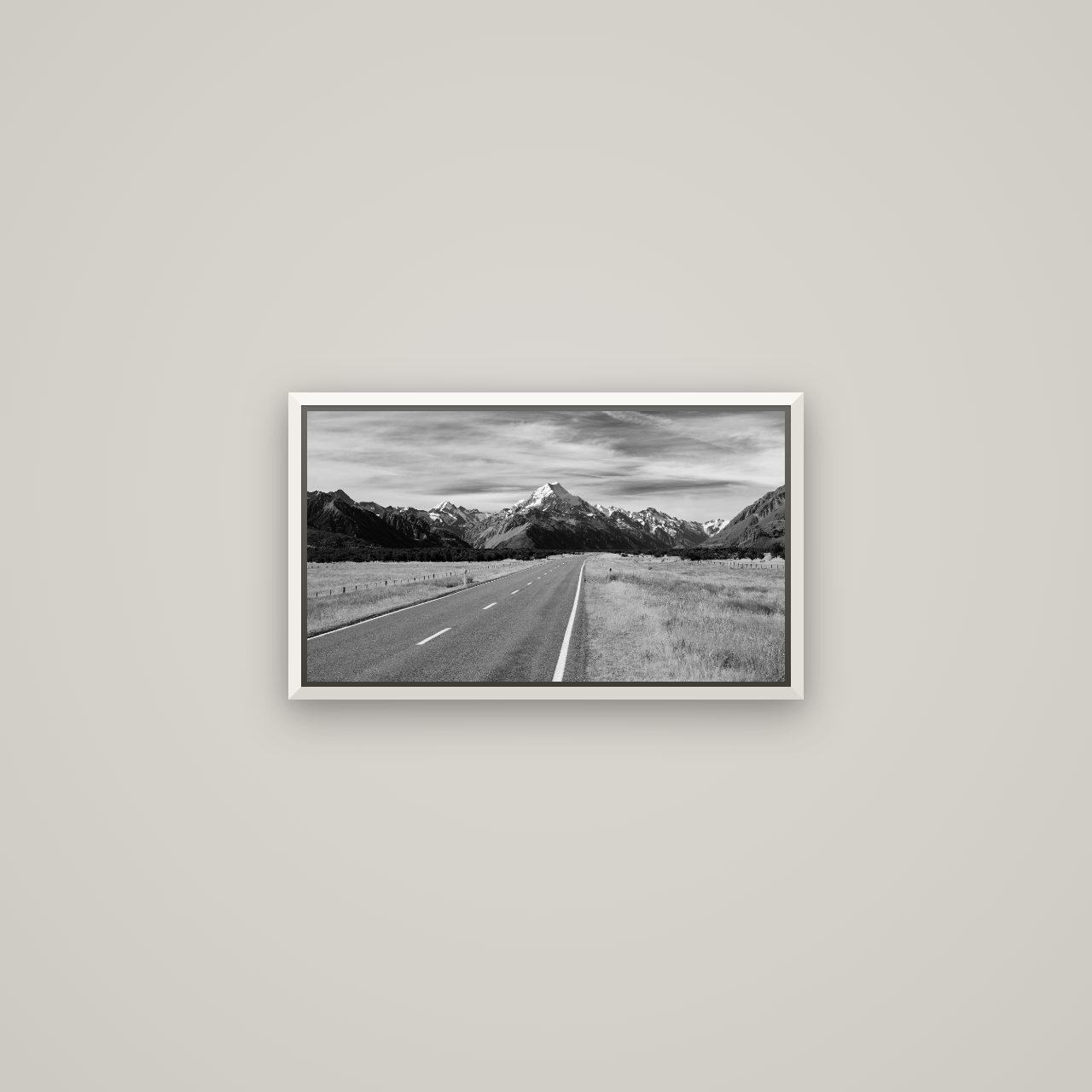 Road to the Top, Mount Cook — Basel White, 53×30 cm. New Zealand fine art wall art by Stephen Milner.