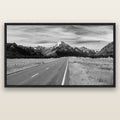 Road to the Top, Mount Cook — black float frame canvas, 200 × 130 cm. New Zealand fine art landscape wall art by Stephen Milner.