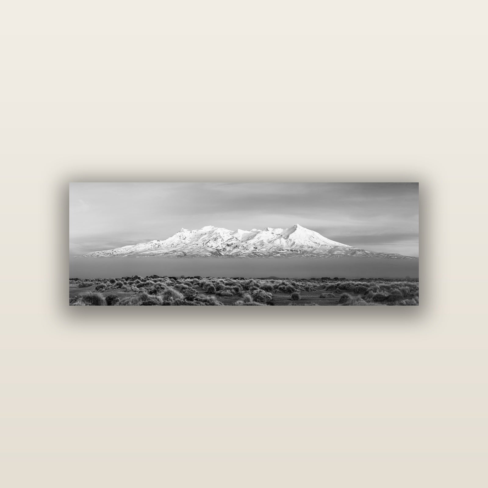 Ruapehu, The Floating Volcano — acrylic panel print, small 76 × 25 cm. New Zealand fine art landscape wall art by Stephen Milner.