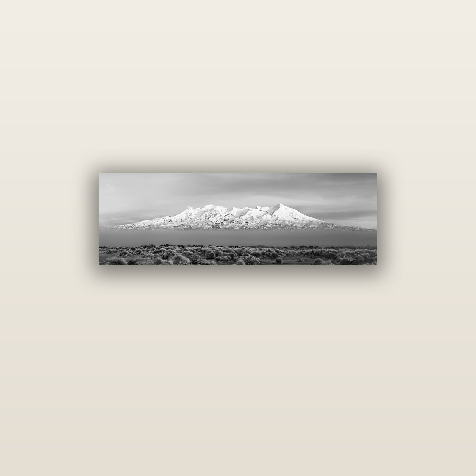 Ruapehu, The Floating Volcano — acrylic glass print, 91 × 30 cm. New Zealand fine art landscape wall art by Stephen Milner.