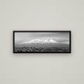 Ruapehu, The Floating Volcano — Basel Black, 113×40 cm. New Zealand fine art wall art by Stephen Milner.