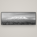 Ruapehu, The Floating Volcano — Basel Black Matte, 227×80 cm. New Zealand fine art wall art by Stephen Milner.