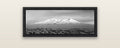 Ruapehu, The Floating Volcano — black float frame canvas, 102 × 36 cm. New Zealand fine art landscape wall art by Stephen Milner.