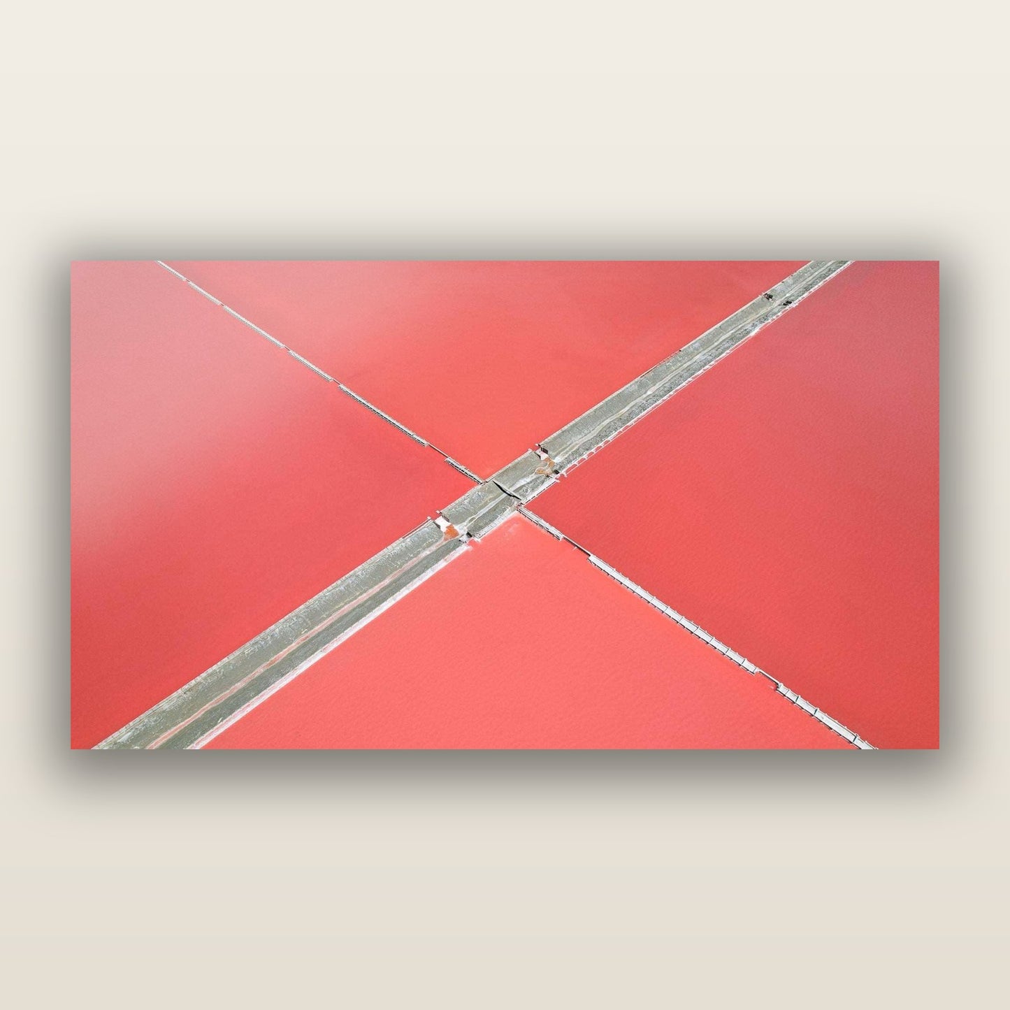 Salt Cross, Lake Grassmere — frameless acrylic glass print. New Zealand fine art landscape photography by Stephen Milner.