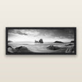 Sands of Time, Wharariki Beach, black and white framed metallic canvas print, Black frame. New Zealand fine art wall art by Stephen Milner.