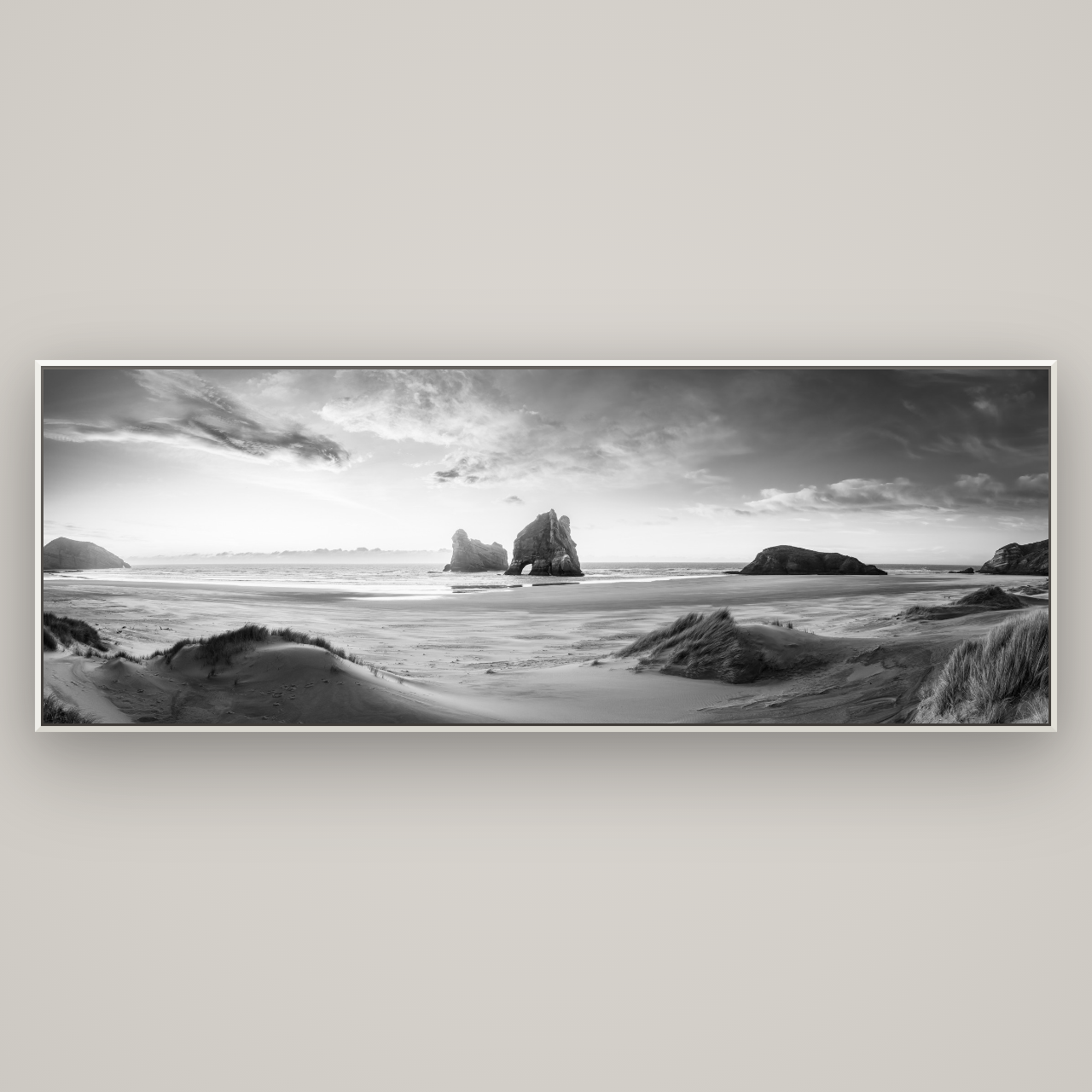 Sands of Time, Wharariki Beach — Basel White, 227×80 cm. New Zealand fine art wall art by Stephen Milner.