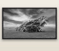 Sculpted by the Winds, Trees of Slope Point — black float frame canvas, 200 × 130 cm. New Zealand fine art landscape wall art by Stephen Milner.