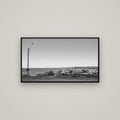 Seaside Work, Cape Palliser — Basel Black, 107×60 cm. New Zealand fine art wall art by Stephen Milner.