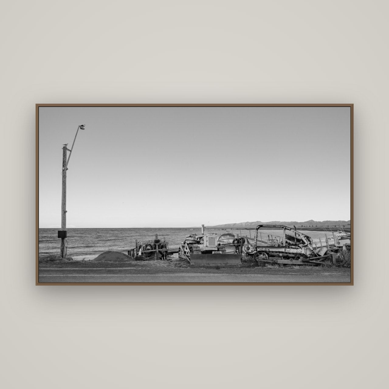 Seaside Work, Cape Palliser, Basel Walnut, 160×90 cm. New Zealand fine art wall art by Stephen Milner.