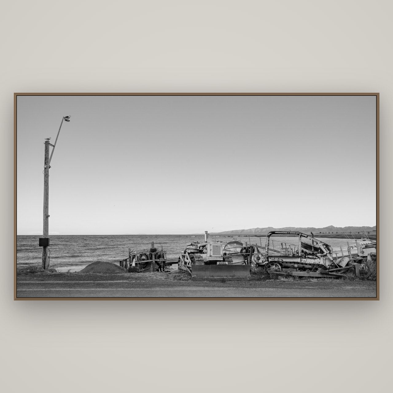Seaside Work, Cape Palliser, Basel Walnut, 196×110 cm. New Zealand fine art wall art by Stephen Milner.
