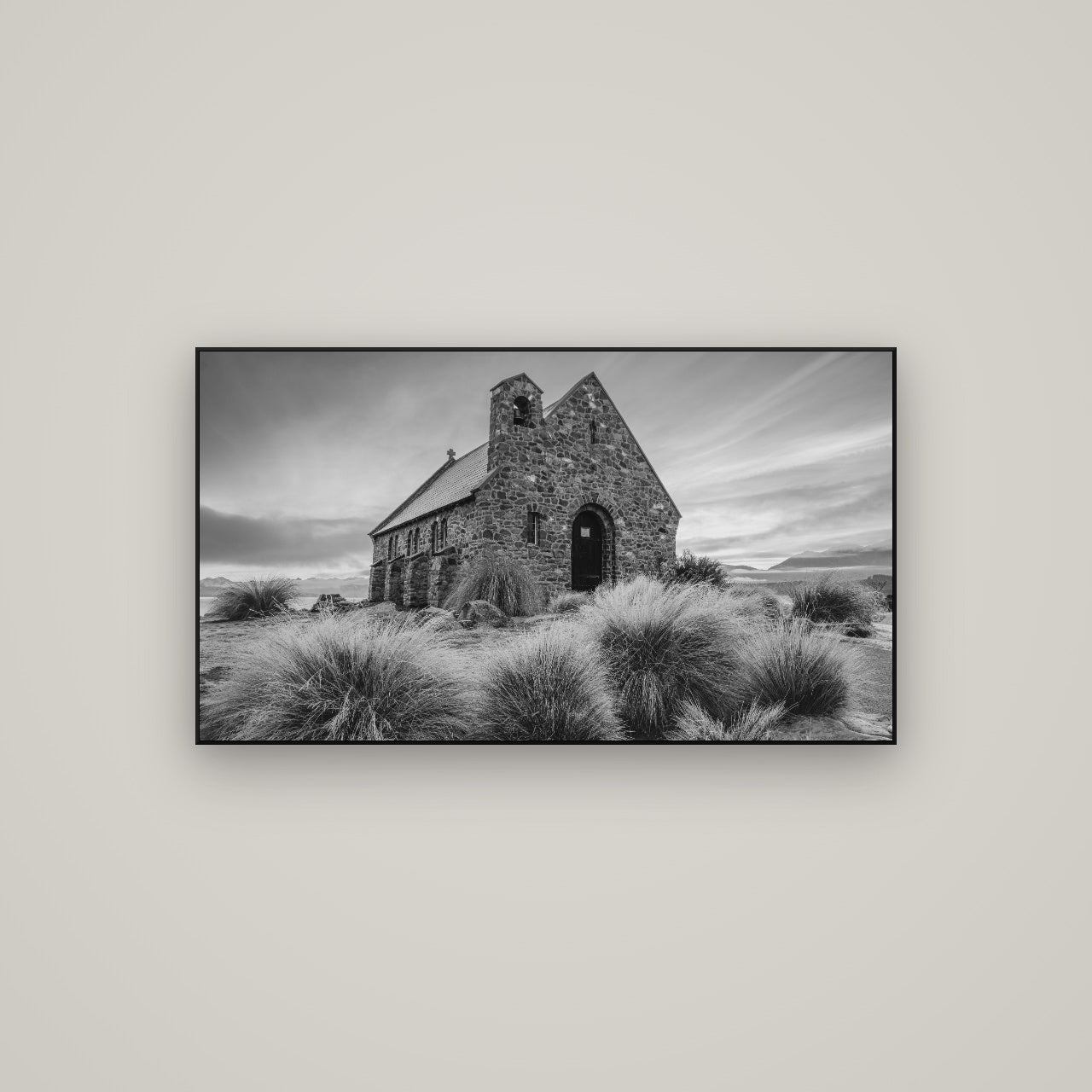 Shepherd's Delight, Lake Takapō — ArtBox Black, 107×60 cm. New Zealand fine art wall art by Stephen Milner.