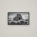 Shepherd's Delight, Lake Takapō — Basel Black Matte, 80×45 cm. New Zealand fine art wall art by Stephen Milner.