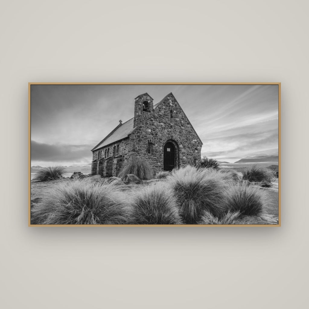 Shepherd's Delight, Lake Takapō, Basel Natural Oak, 160×90 cm. New Zealand fine art wall art by Stephen Milner.