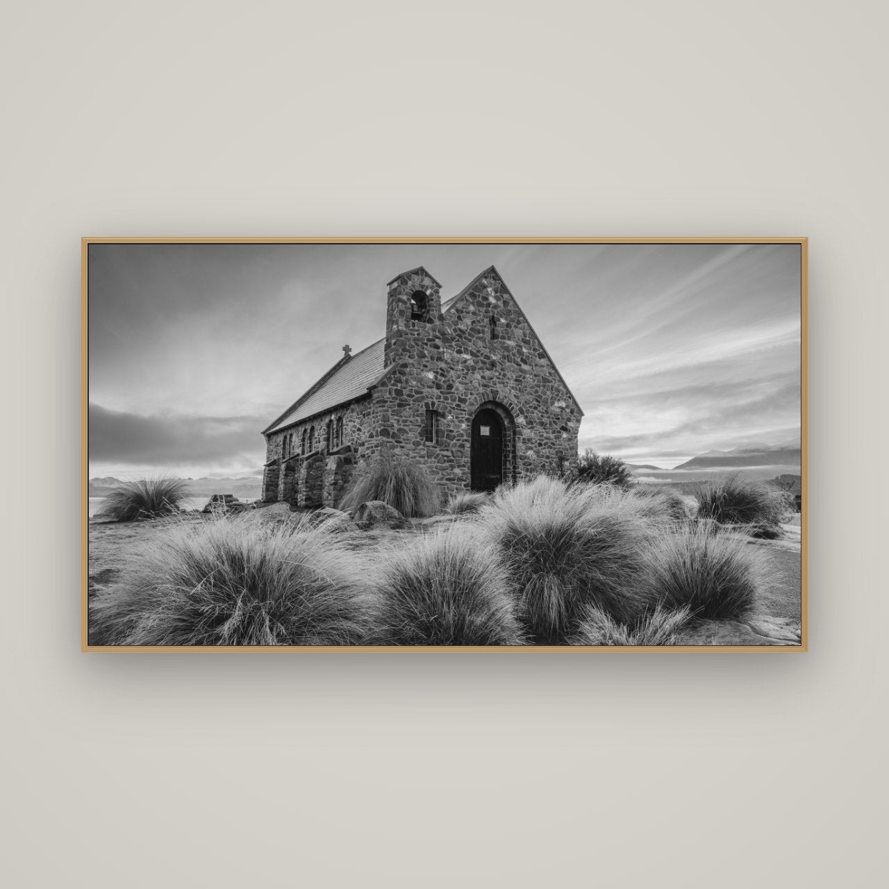 Shepherd's Delight, Lake Takapō, Basel Natural Oak, 160×90 cm. New Zealand fine art wall art by Stephen Milner.